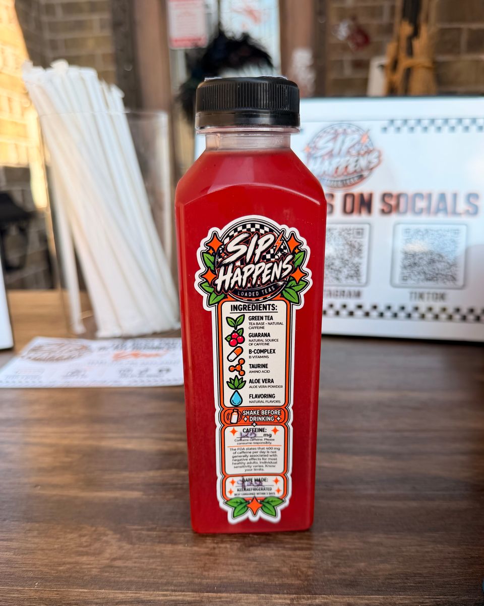 Real red Scary Cherry bottle on the stand counter